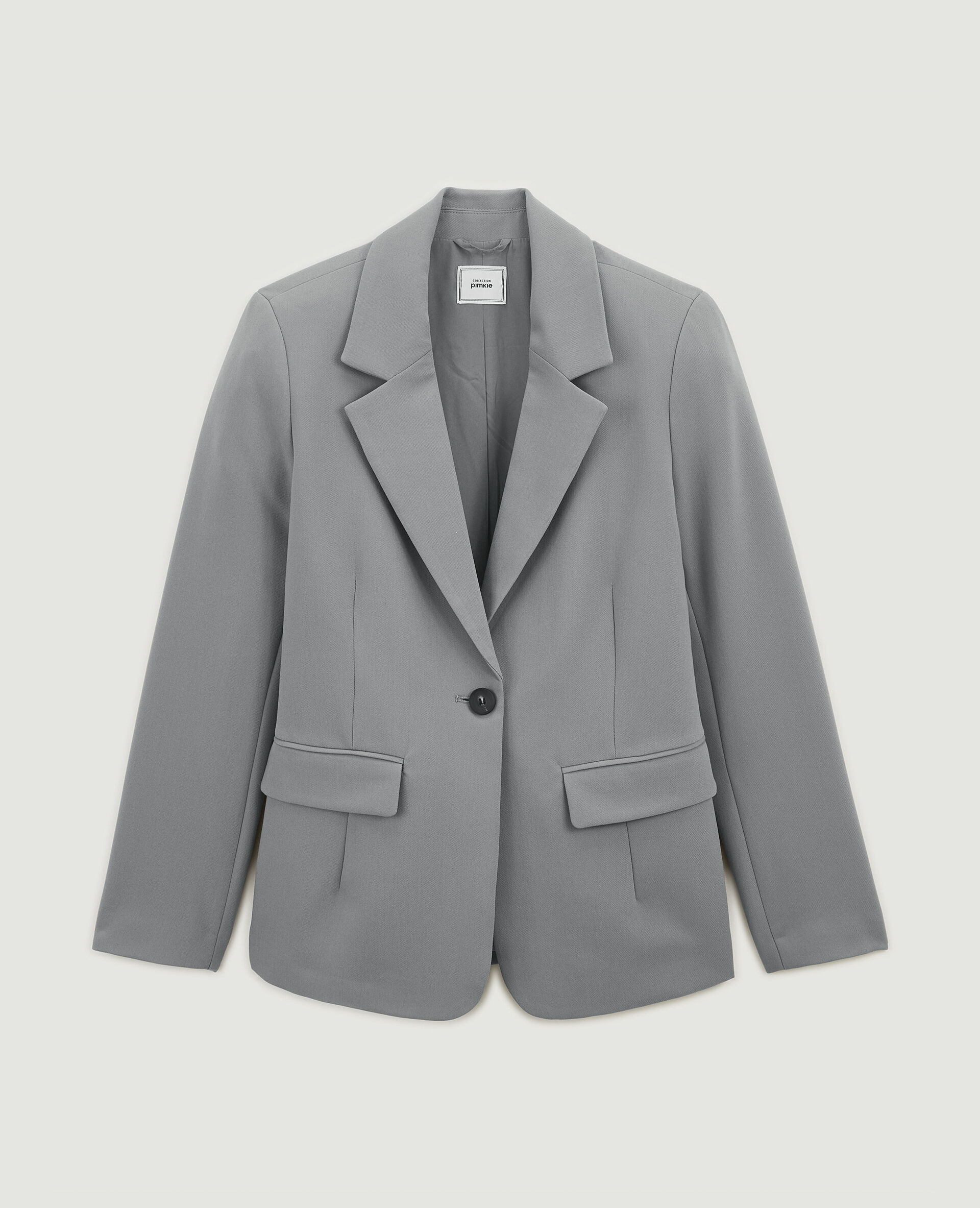 Veste blazer droite avec poches - Gris foncé