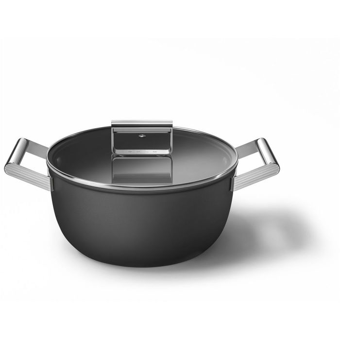SMEG Kochtopf mit Deckel 24 cm CKFC2411BLM Schwarz