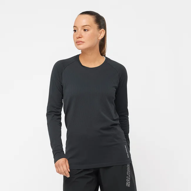 SENSE AERO SEAMLESS  Langarmshirt Damen DEEPBLACK
