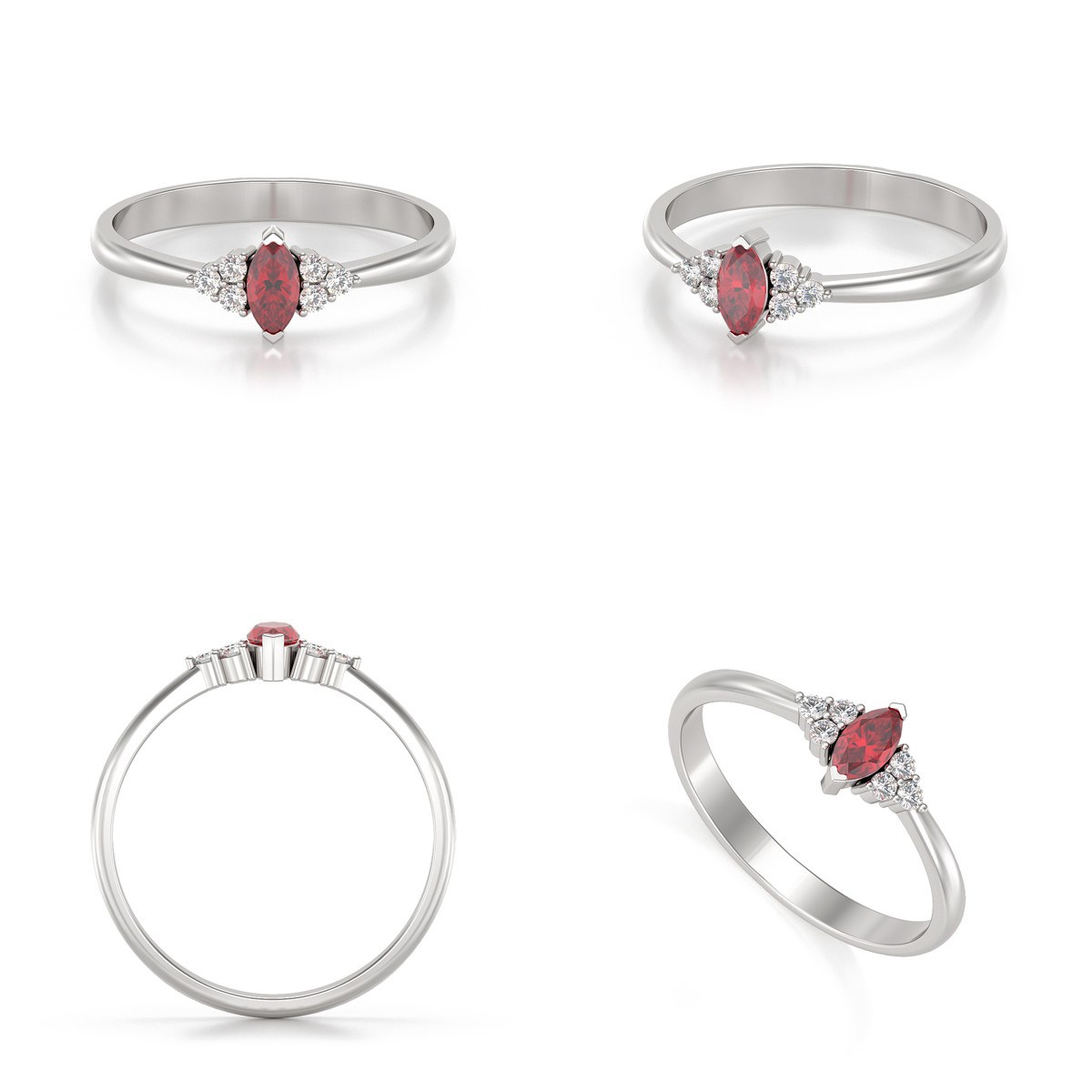 Bague ADEN Rubis et diamants sur Argent 925 2.1grs