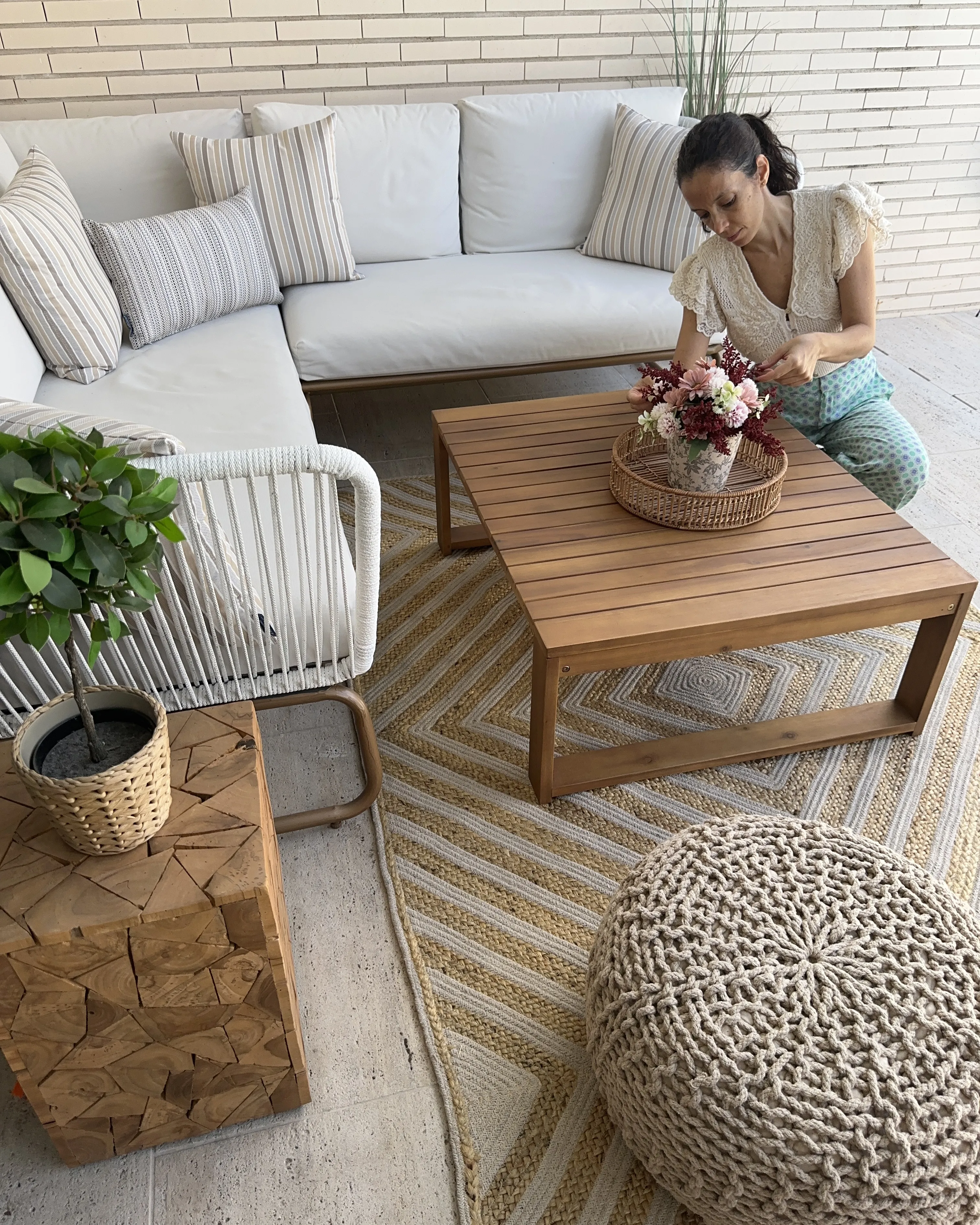 Poef PRIENE Katoen Beige