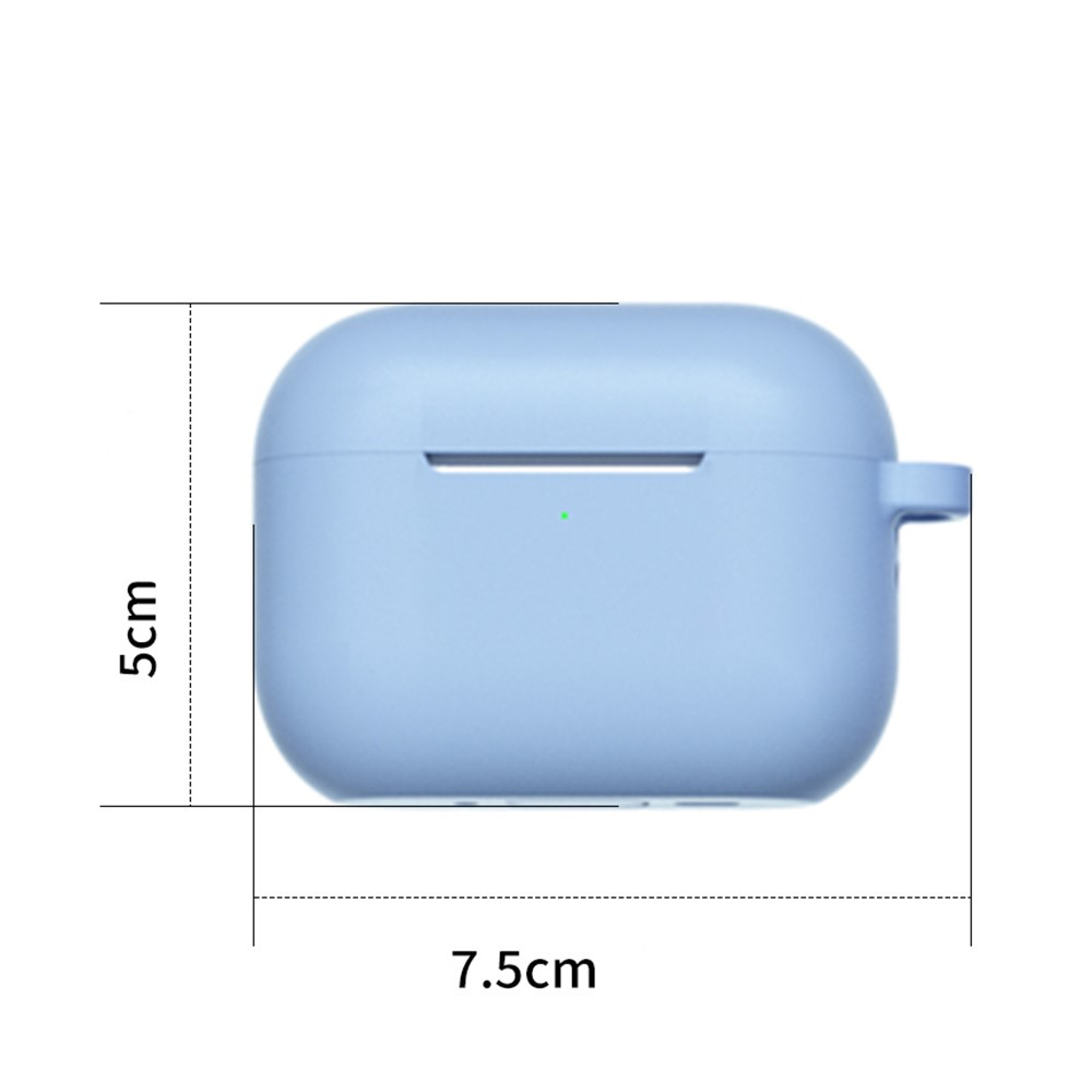 AirPods Pro 3 Silikon Schutzhülle Abdeckung mit Karabinerhaken - Blaugrau (Matt)