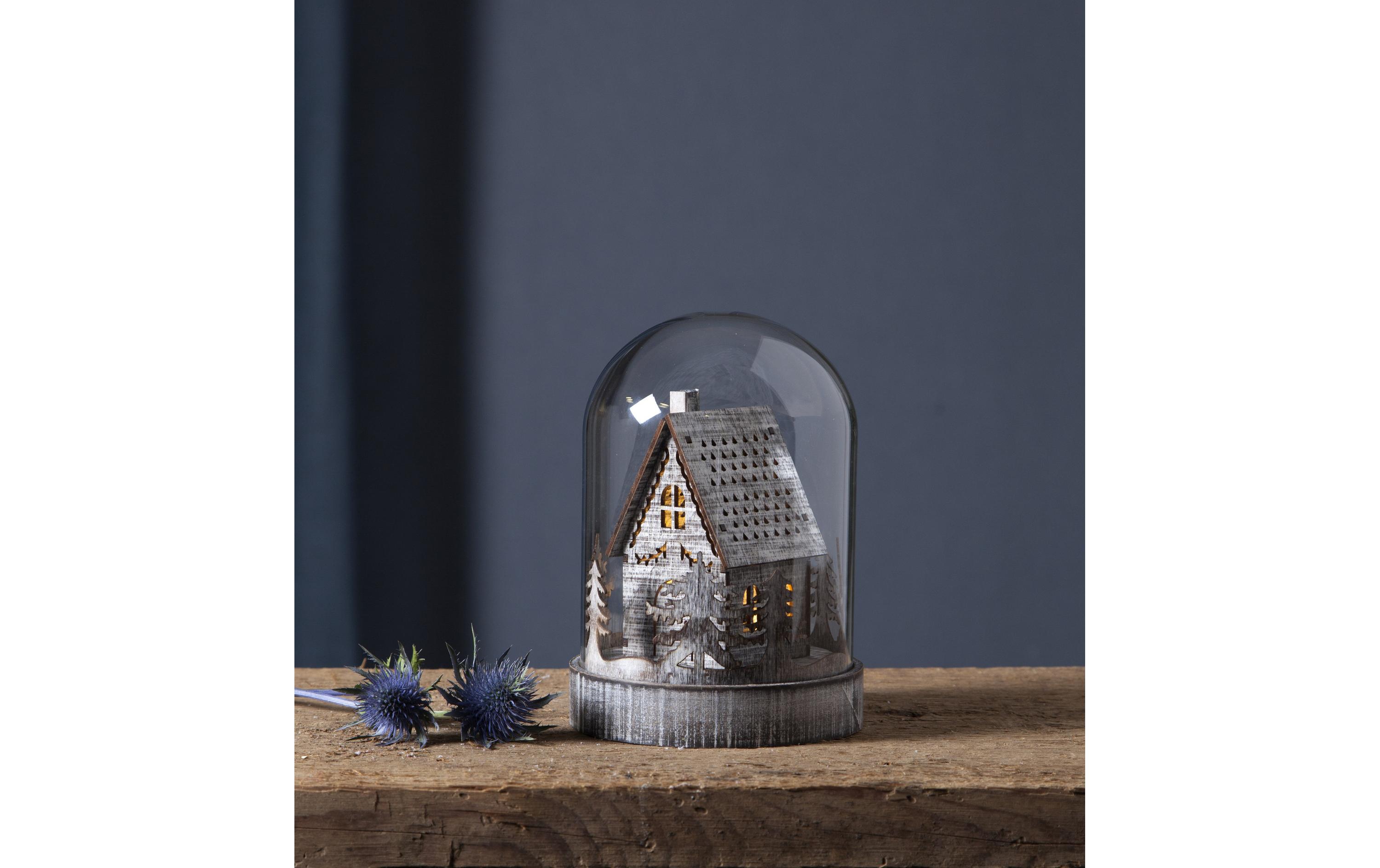 Schneekugel Kupol Haus, 17.5 cm, BraunWeihnachtsdekoration mit LED Licht