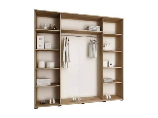 Armoire Dover 106, Chêne sombre, 200x200x62cm, Portes d'armoire: Glissement