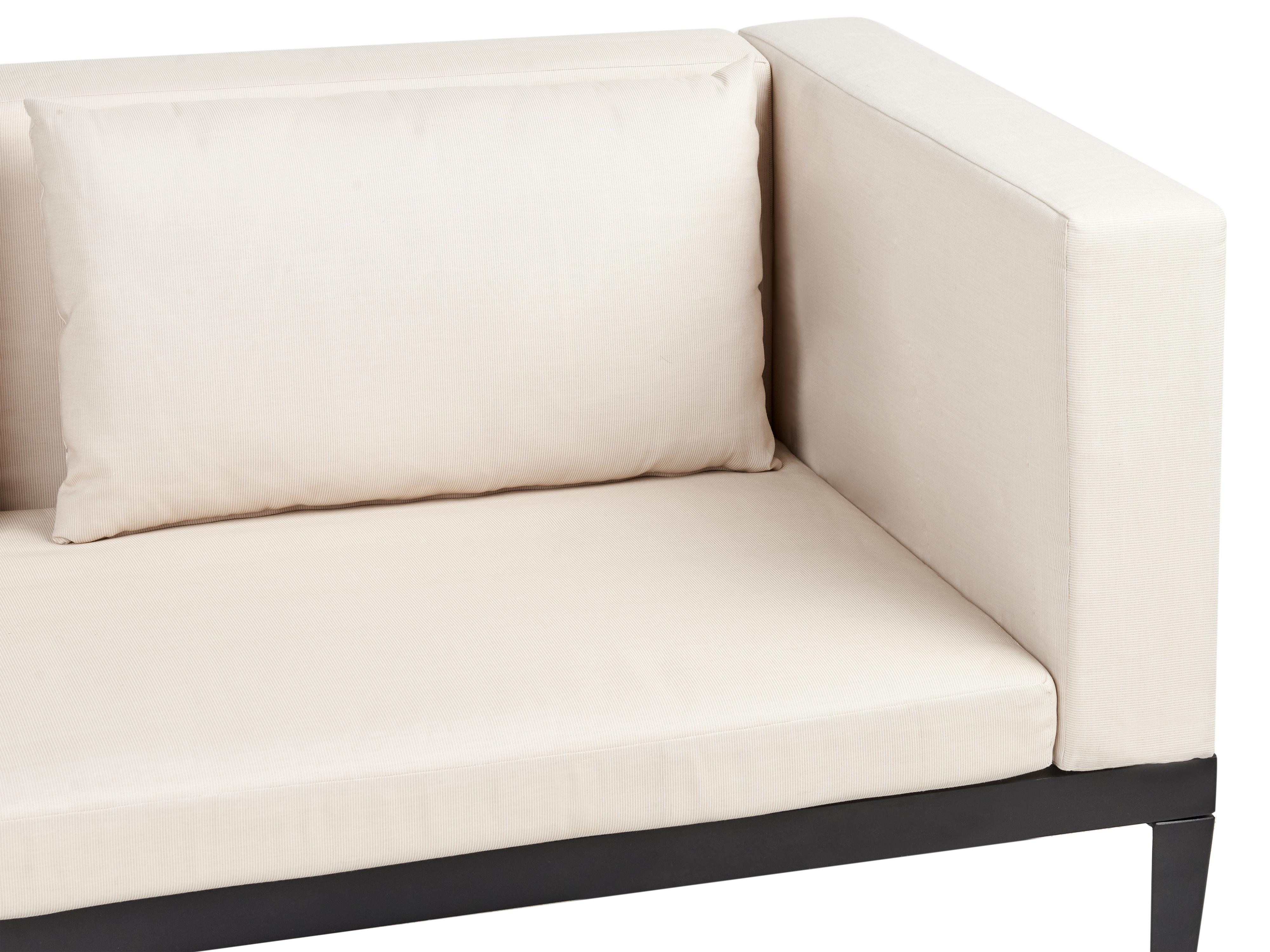 Loungeset met tafel en ottomaan 4-zits BRACCIANO rechtszijdig Gecertificeerd acaciahout Lichtbeige
