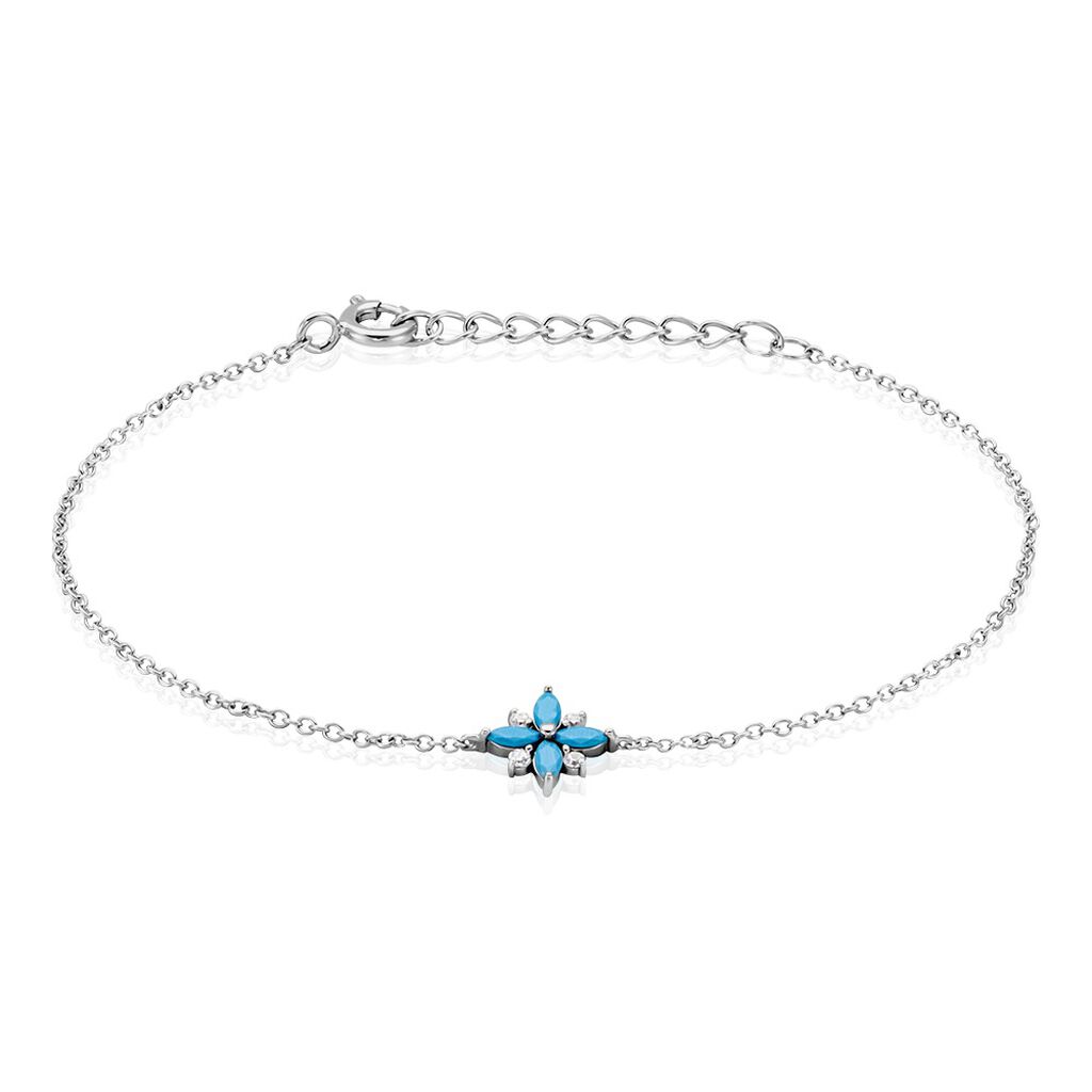 Bracelet Bleubirds Argent Blanc Turquoise Oxyde De Zirconium