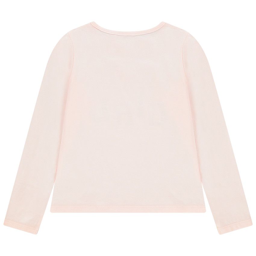 T-shirt manches longues en coton à motif brillant pour enfant fille - Rose