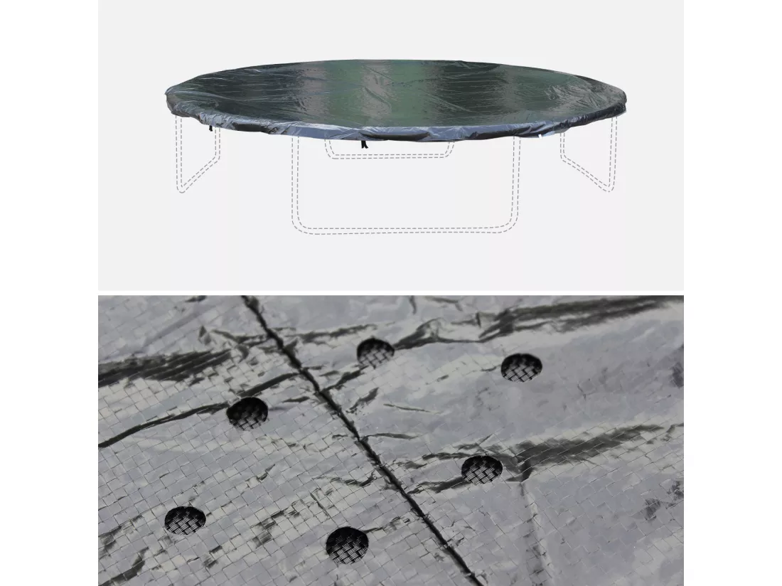 Pack accessoires pour trampoline Ø 370cm Saturne/Capricorne/ Saturne INNER - Échelle. bâche de protection. filet de rangement pour chaussures et kit d’ancrage