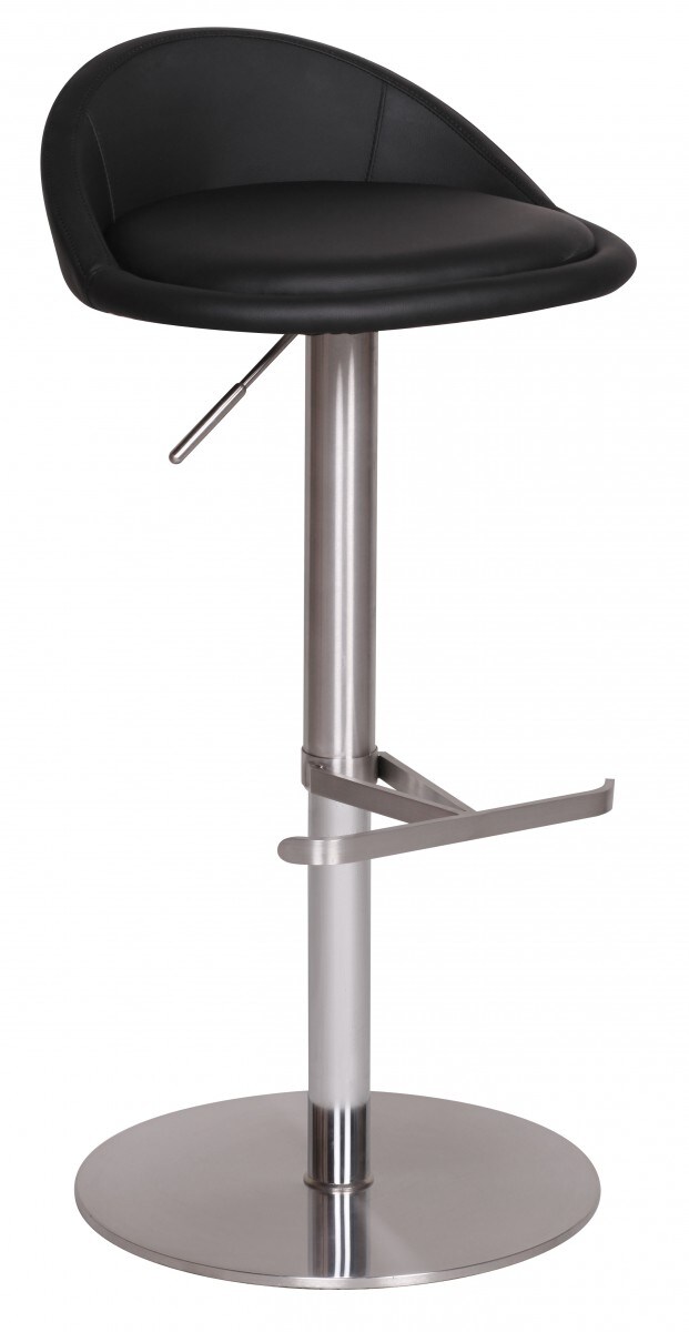 KADIMA DESIGN Barhocker DONAU, höhenverstellbar, halbrunde Rückenlehne, Edelstahl, max. 110 kg Belastung