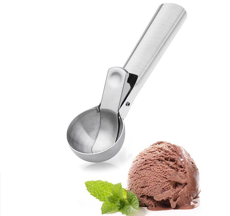 (Ø45mm) Aluminium Glacé Portionierer Eiscreme Kugel Löffel Küchen Hilfsmittel Melonen Ausstecher mit Auslöser - Silber