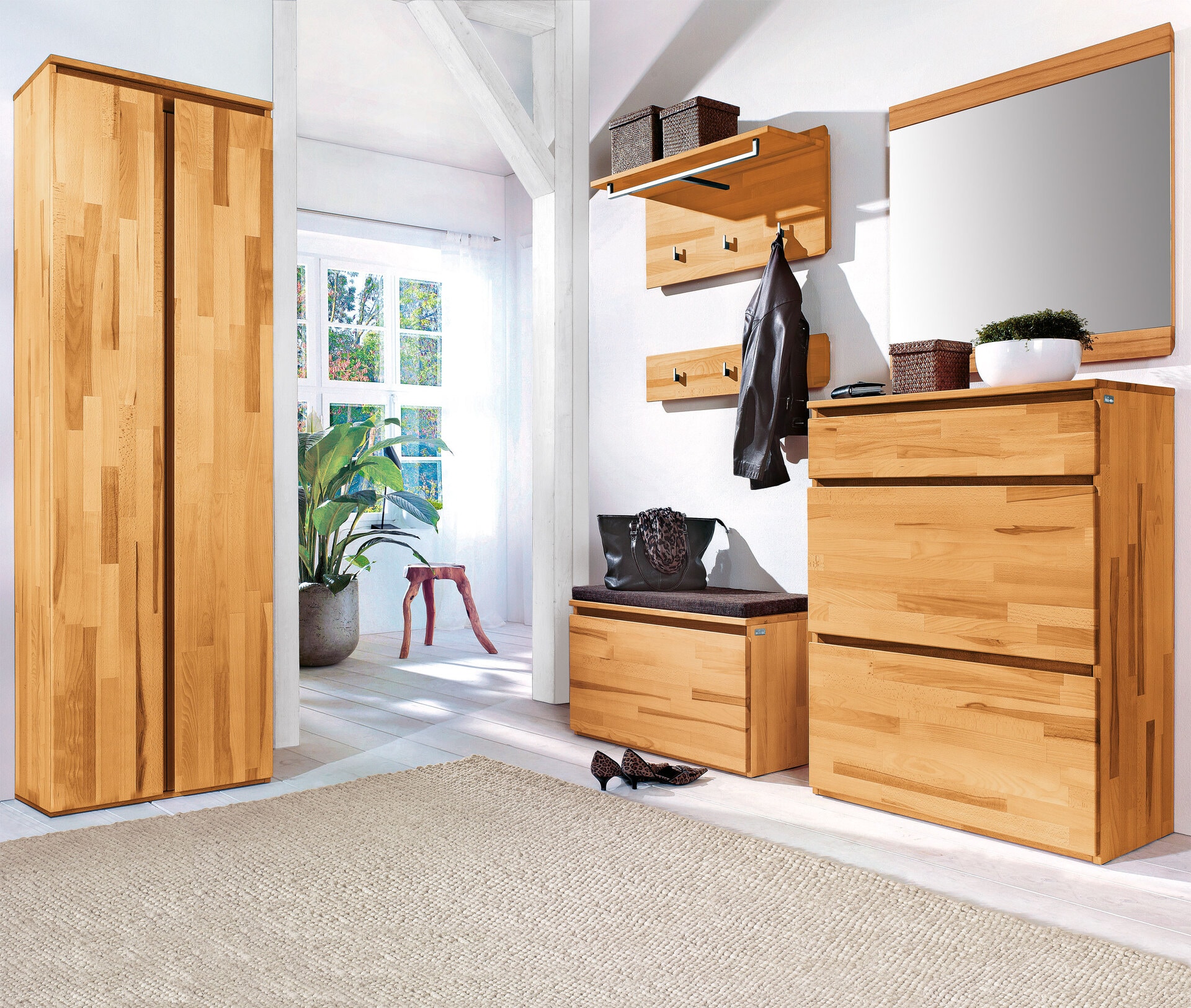 VALMONDO Dielenschrank POUR 60 x 194 cm Kernbuche massiv