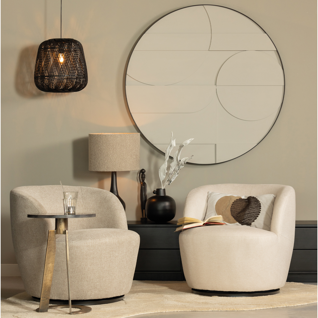 WOOOD Serra Draaifauteuil - Polyester - Zand - 75x70x69
