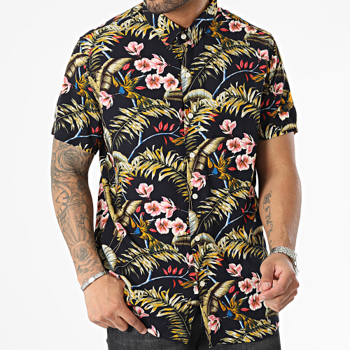 Chemise Manches Courtes Noir Floral
