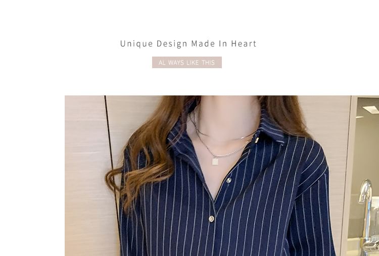 Bamela - Blouse met lange mouwen en krijtstreep