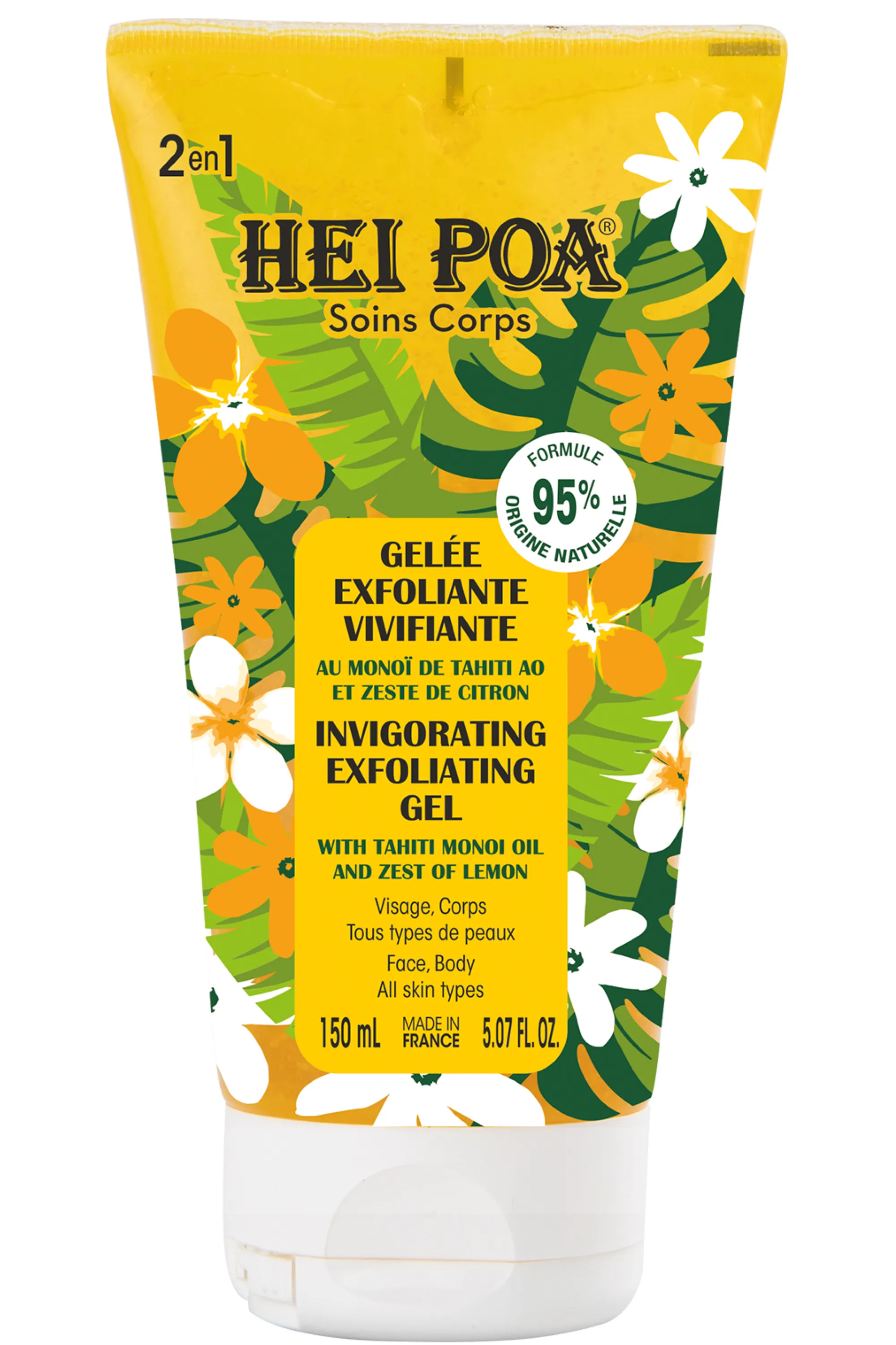 Hei Poa Gelée de douche exfoliante & vivifiante au Monoï-150 ml