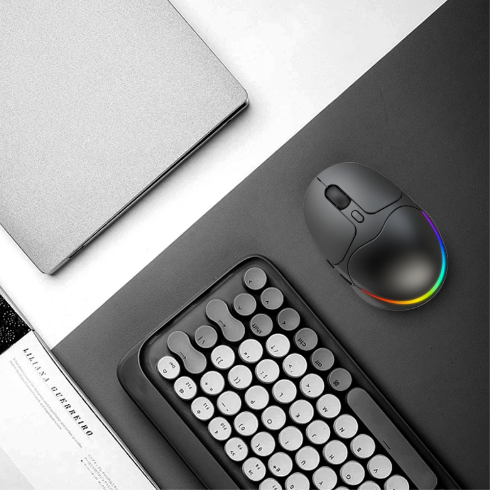 Bluetooth / 2.4GHz Optische Wireless Maus 4000 DPI mit Akku (400mAh)   RGB LED - Schwarz
