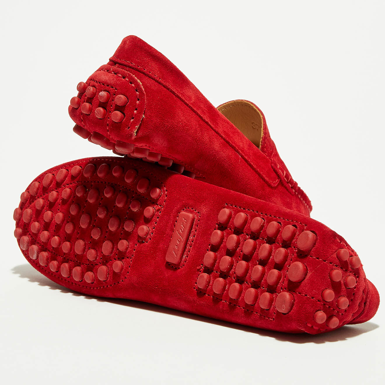 Loafers Mocassins en Velours de Cuir Lena  tomate