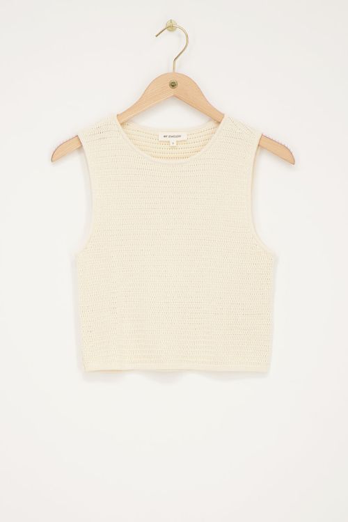 Beige gebreide tank top