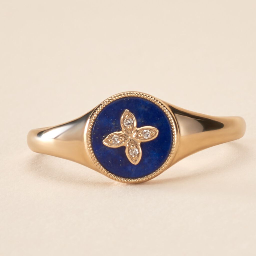 Bague Talisman Or Jaune Lapis Lazuli Diamant