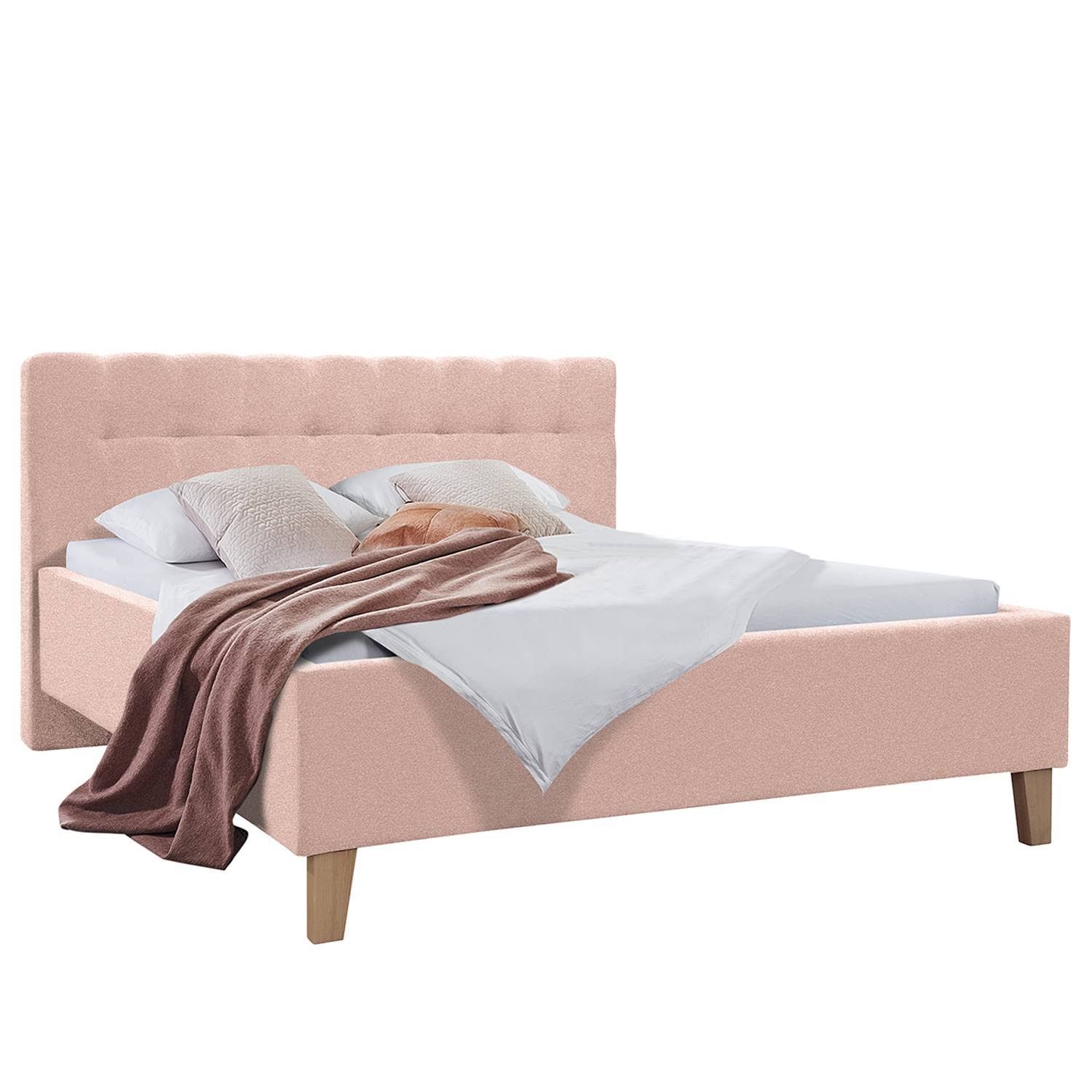 Ars Natura Polsterbett Woodlake 200cm Webstoff Mavie Stauraum Eiche