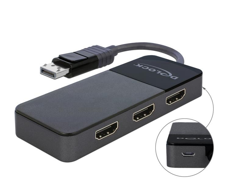 Delock 3-Port Signalsplitter DisplayPort - 3x HDMI Delock DisplayPort 1.4 Splitter 1 x DisplayPort zu 3 x HDMI MST