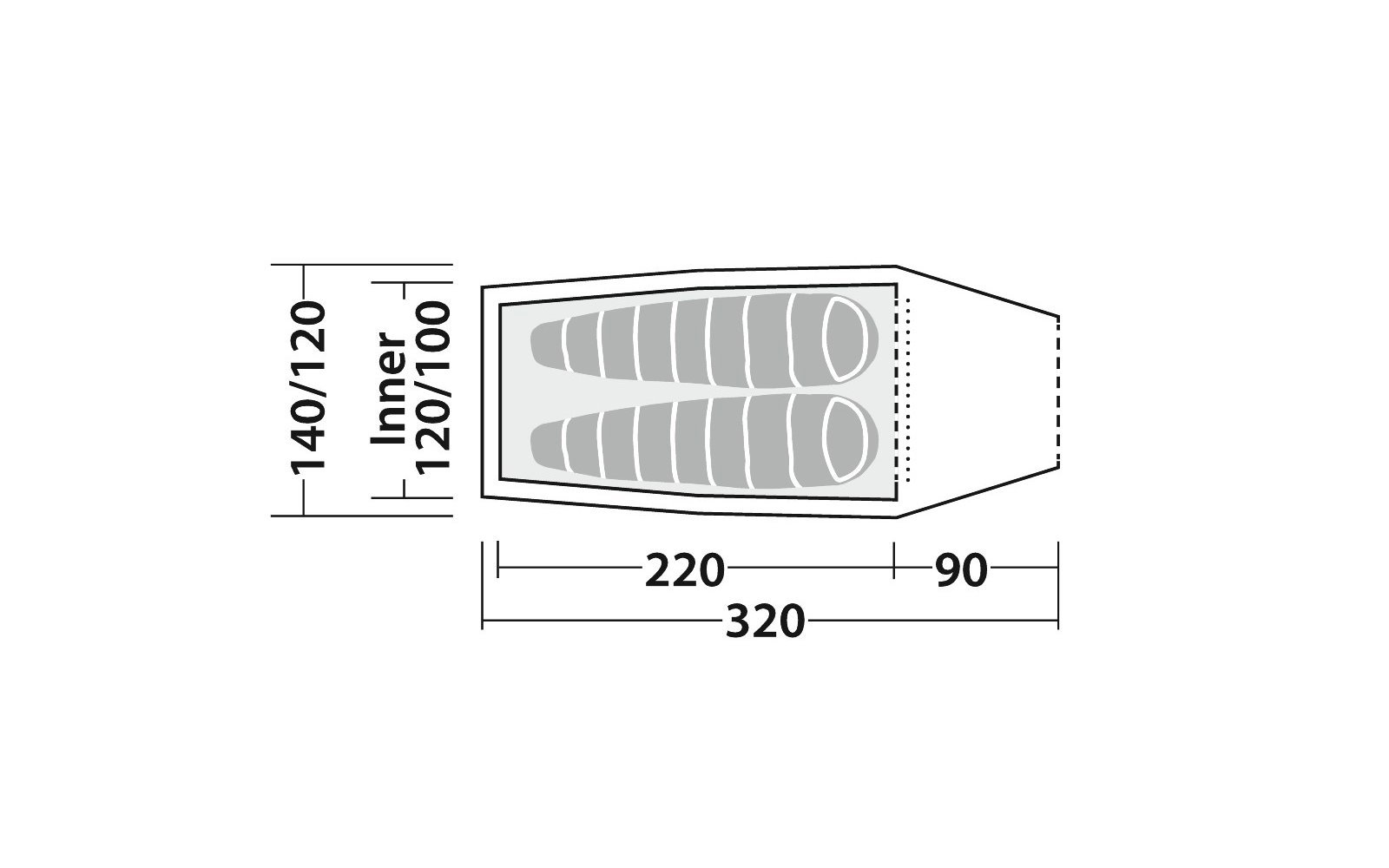 Robens Arch 2 Tunnelzelt 120 x 140 x 105 cm für 2 Personen