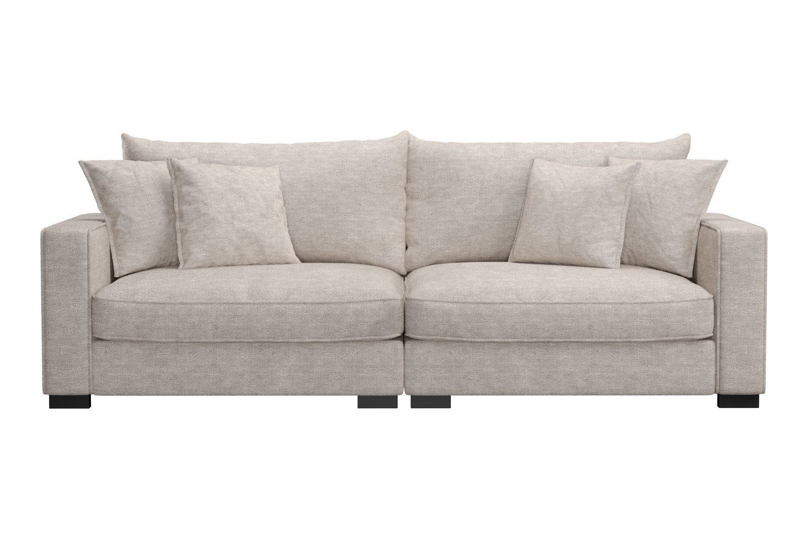 Rossi 3-seter sofa Tekstil Beatto 1027 Lys Grå, arm B med sorte ben. Std. Komfort.