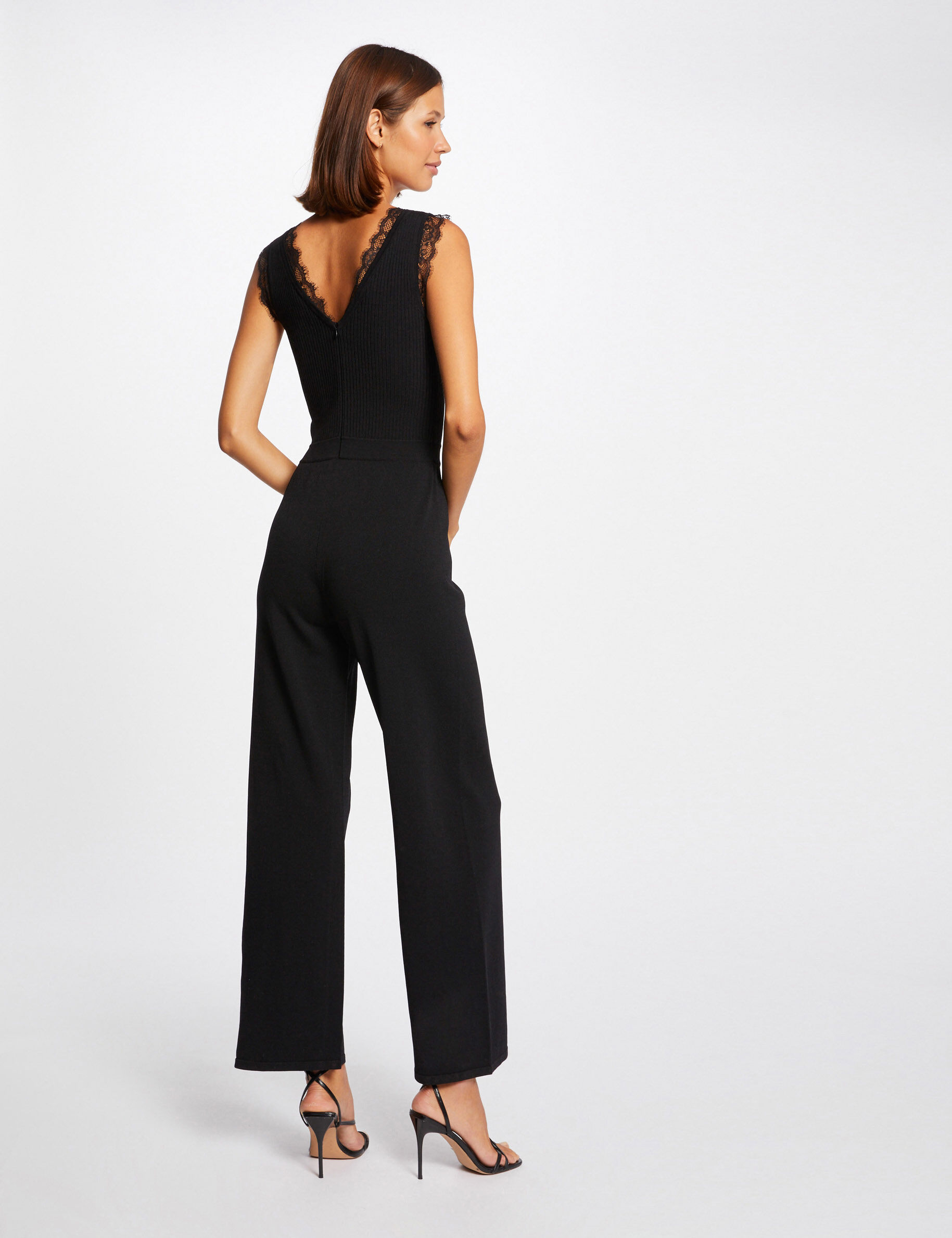 Combinaison large en tricot noir femme - noir