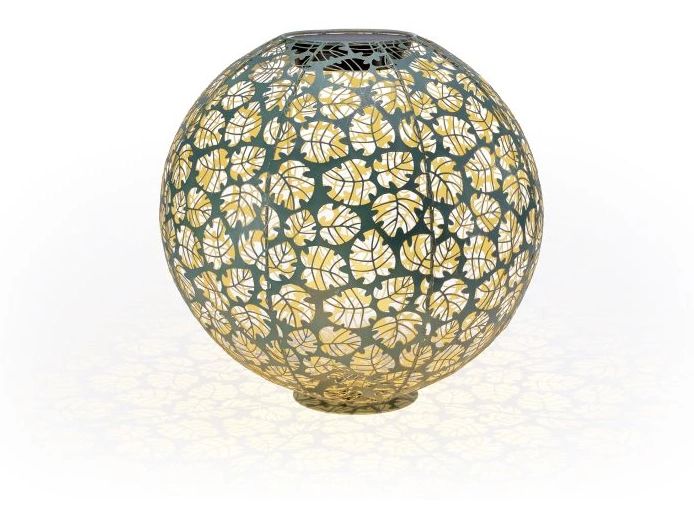 STT Windlicht Solar Antic Ball Monstera Ø 40 cm, Dunkelgrün Solarleuchte zum Aufstellen