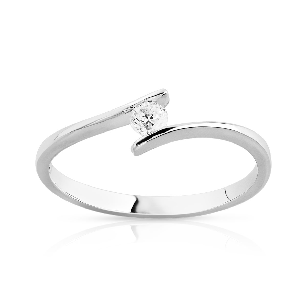 Solitaire or blanc 750 diamant 0.10 carat H/P1