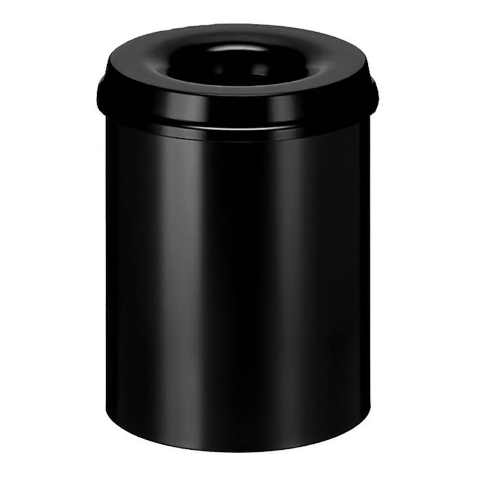 PROREGAL zelfdovende metalen afvalbak en -verzamelaar, 15 liter, HxØ 36 x 26 cm, zwart
