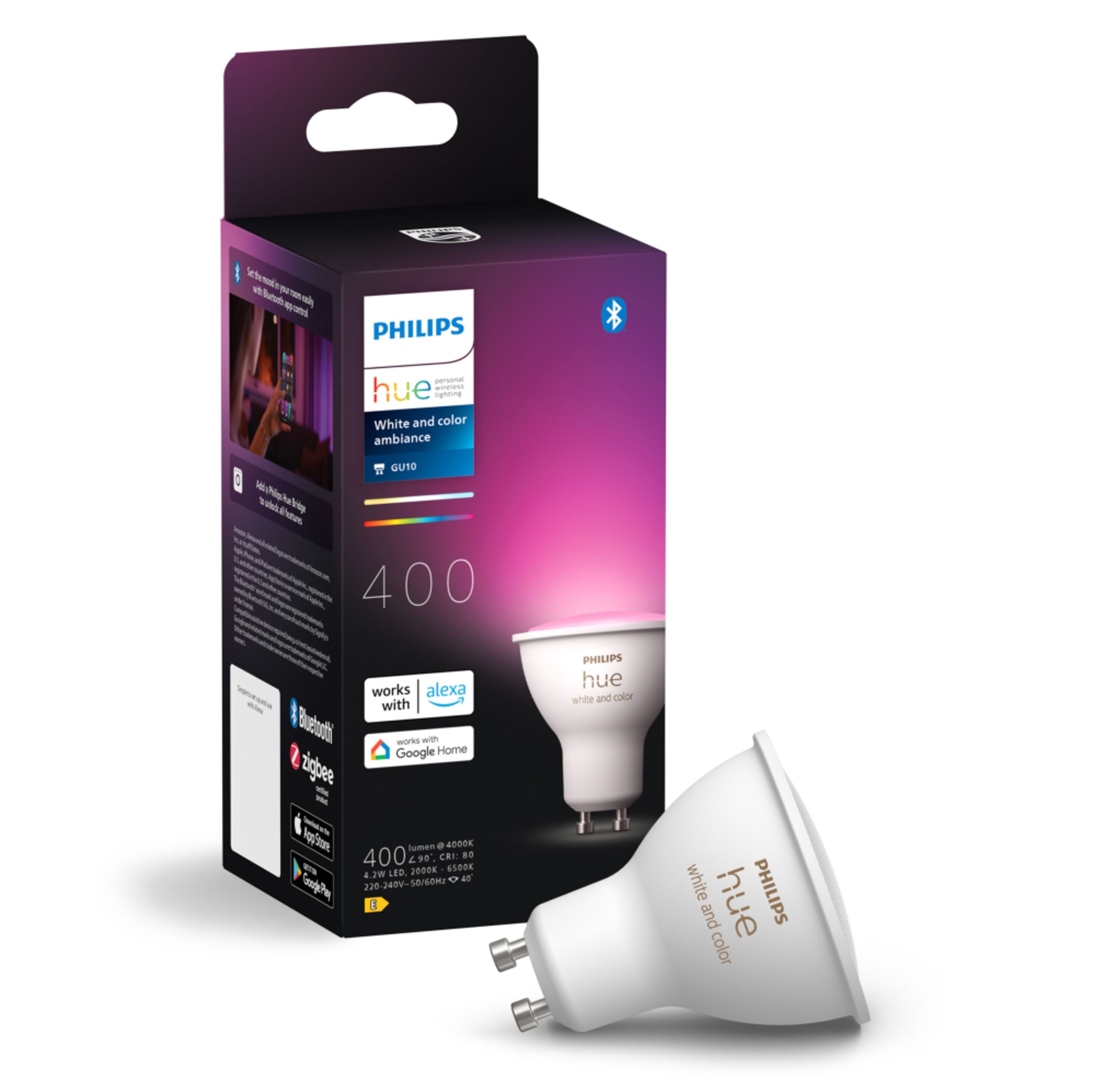 Philips Hue White and Color Ambiance Smart LED-pære GU10 400 lm 1-pk