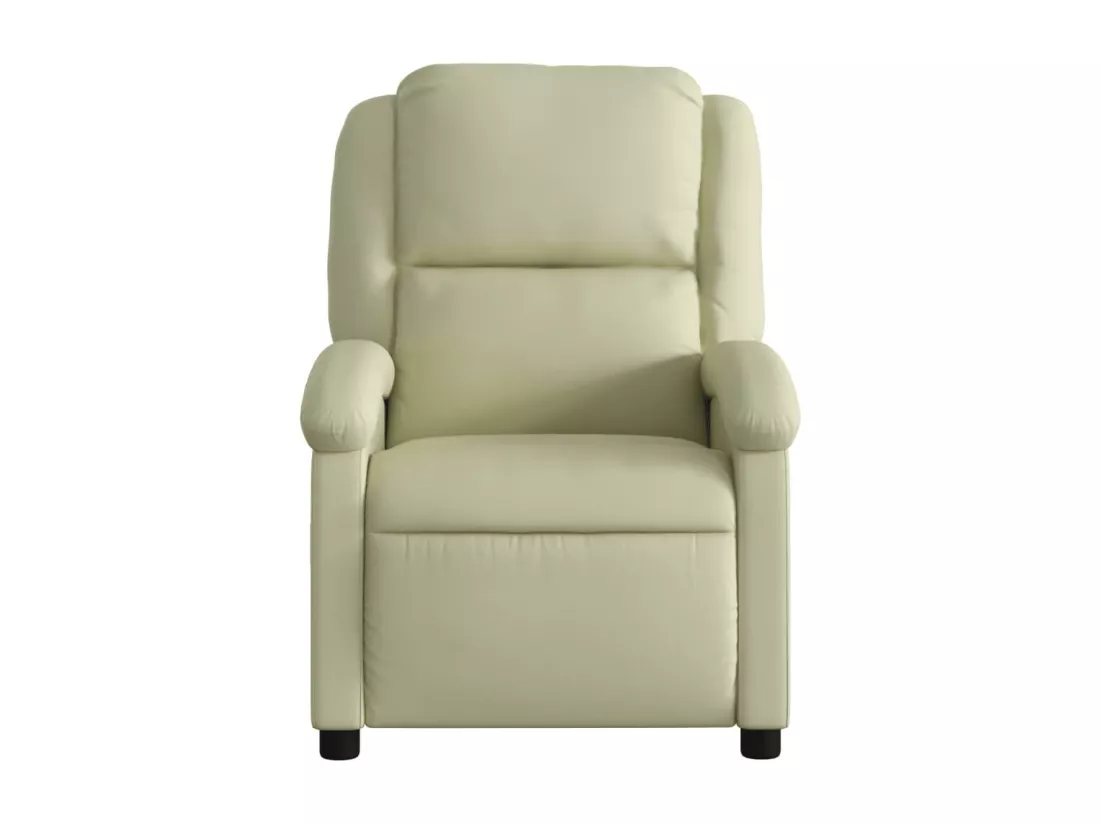 Fauteuil massant inclinable crème cuir véritable