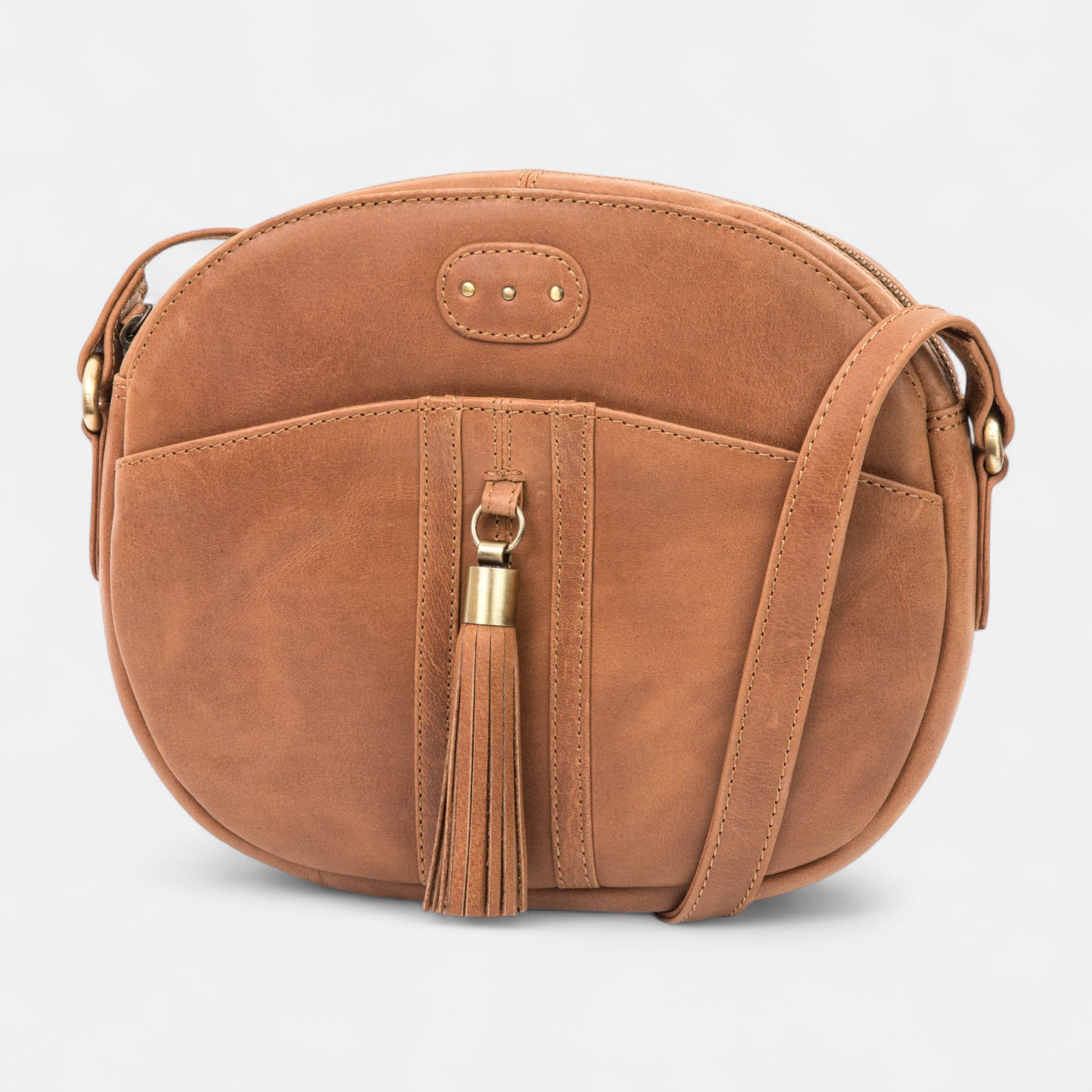 Sac bandoulière en cuir cognac