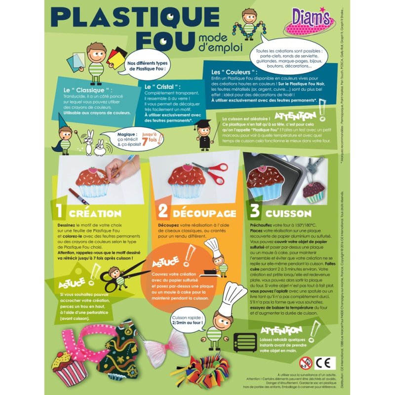 Plastique fou oz international cuisson rapide au four coloris assortis lot 30 unités