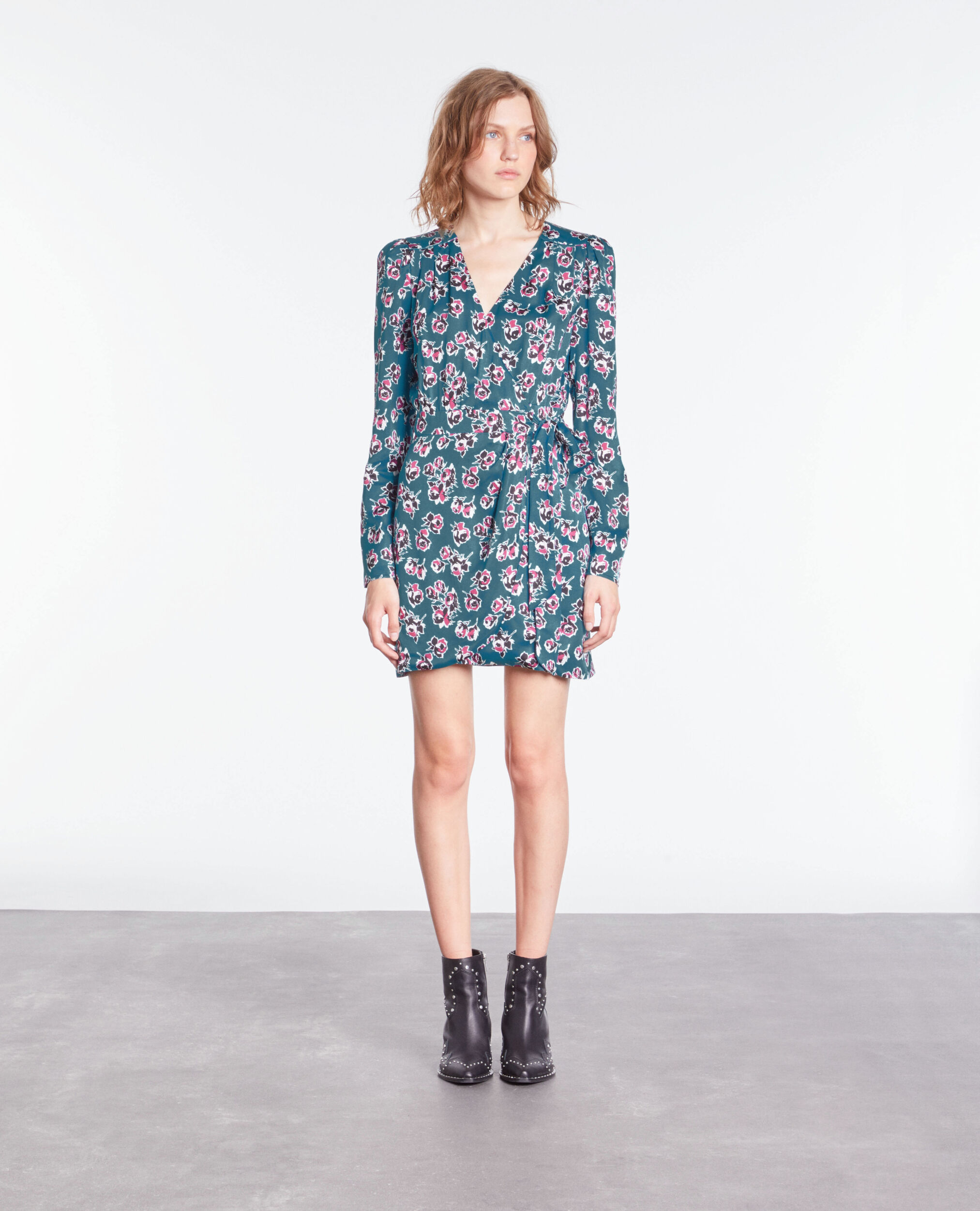 Robe portefeuille courte imprimée