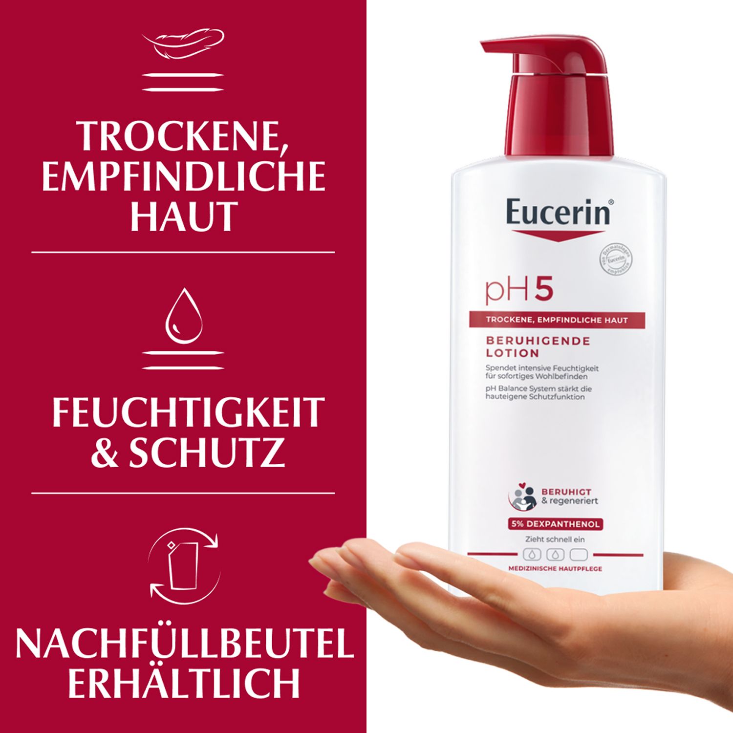 Eucerin® pH5 Lotion – beruhigt strapazierte, empfindliche und trockene Haut & macht die Haut widerstandsfähiger - Jetzt 3€ sparen mit Code 