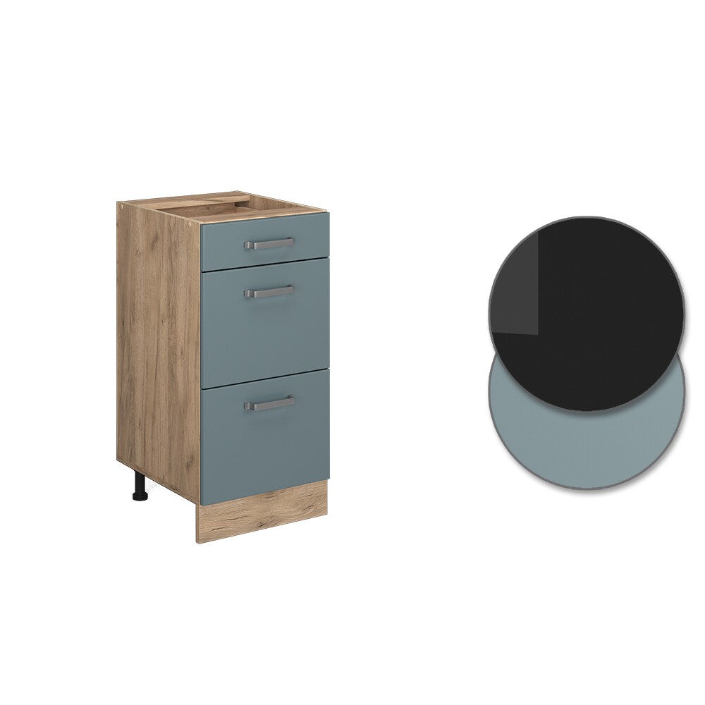 Vicco Schubladenunterschrank Küchenschrank R-Line Solid Eiche Blau Grau 40 cm modern