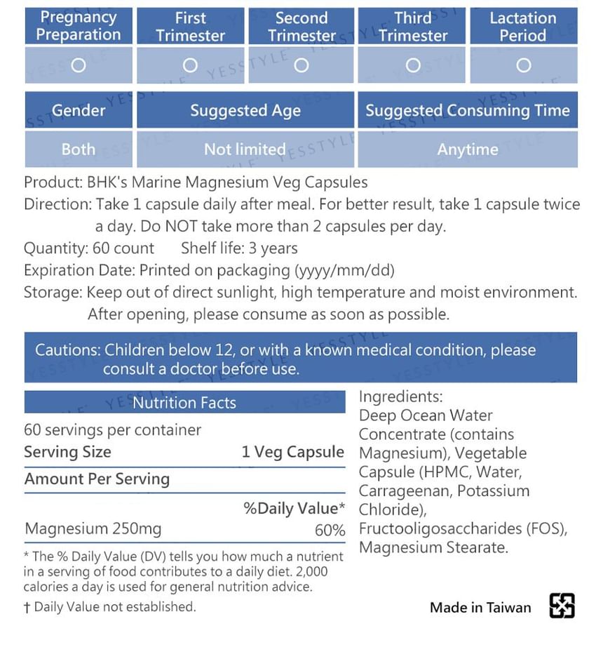 BHK's - Marine Magnesium Veg Capsule