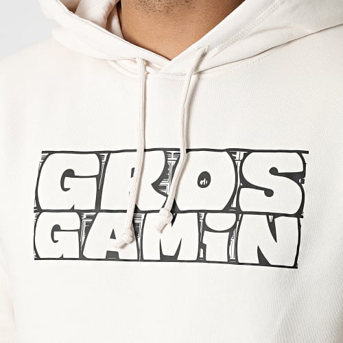 Sweat Capuche Gros Gamin Beige Noir