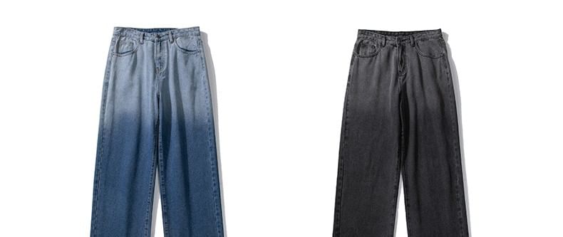 Denimic - Mid Rise Gradient Wide Leg Jeans