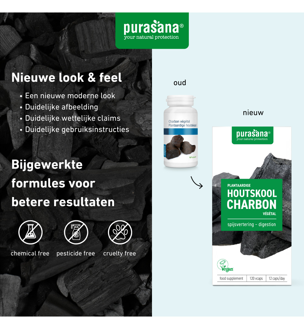 Purasana Plantaardige Houtskool/Charbon Vegetal Vegan (120 capsules)