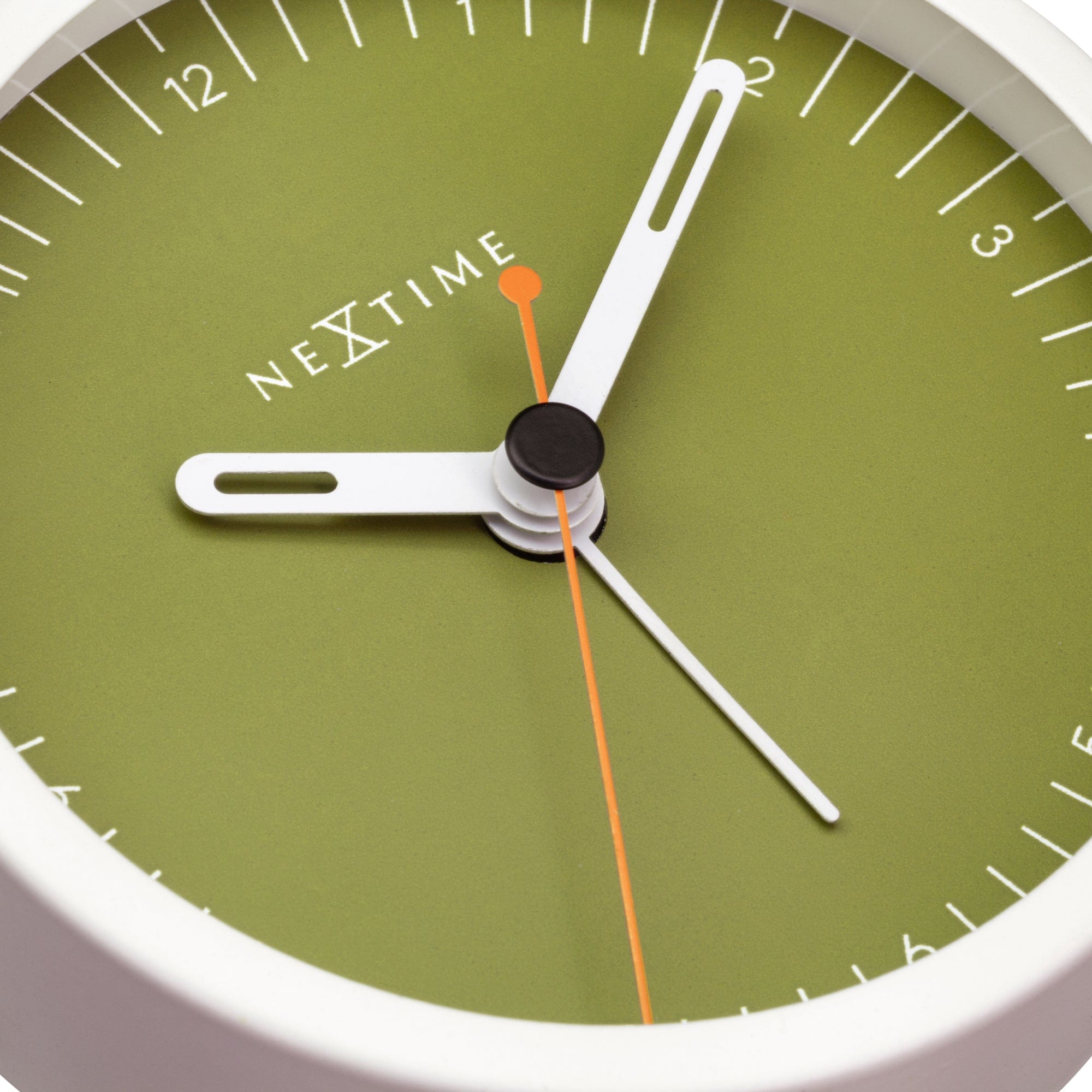 NeXtime - Tafel Wekker 9x9x7.5 cm - Stil - Wit|Groen - Metaal -