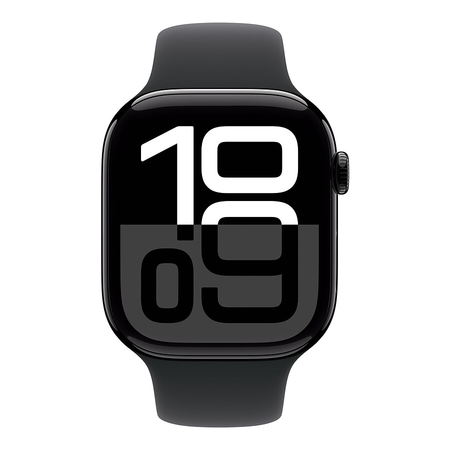 Apple Watch Series 10 GPS - Aluminium Noir - Bracelet Sport Noir - 46 mm - Taille M/L