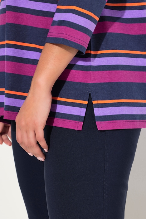 Shirt, Ringel, Classic, V-Ausschnitt, 3/4-Arm