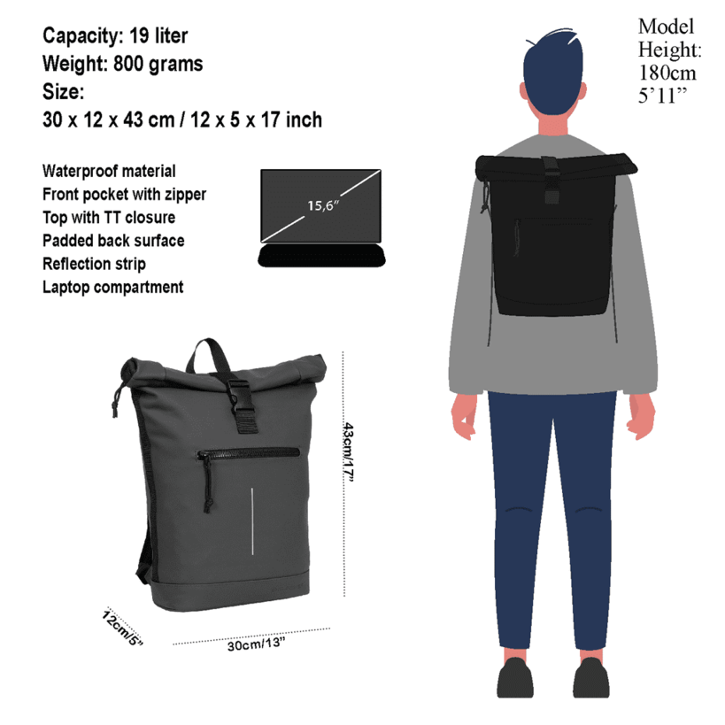 New Rebels Mart New York Rolltop Backpack Black