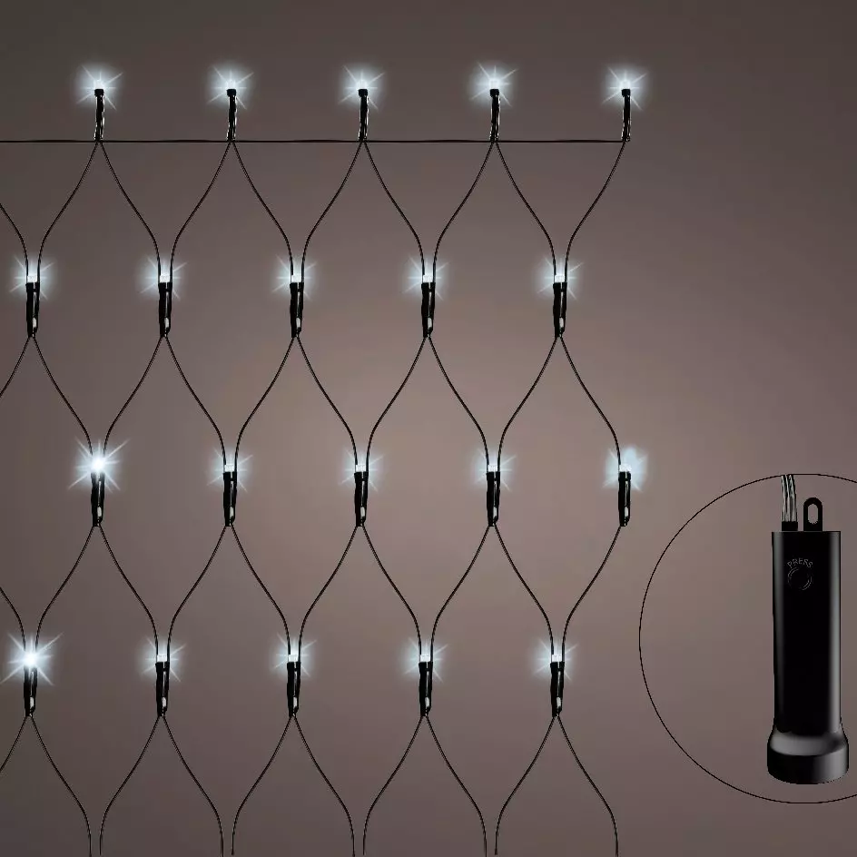 Filet lumineux à piles 1,80 m 192 LED Durawise Blanc froid