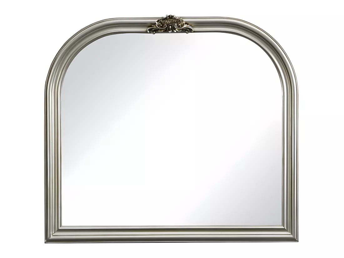 Miroir en bois de paulownia - L. 90 x H. 81 cm - Argenté - IZEY
