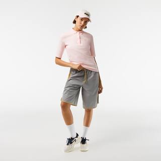 Polo Lacoste slim fit à manches trois-quarts en coton souple Manches Courtes - Rose - Lacoste - Femme