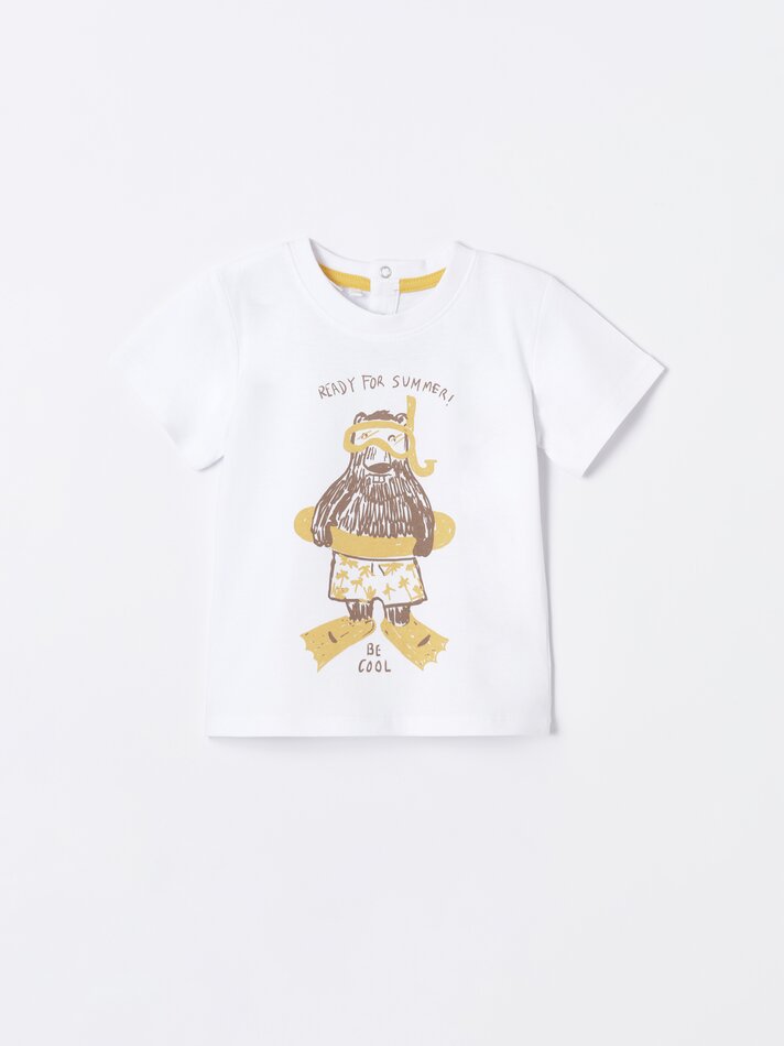 Conjunto de camiseta e shorts de moletom - Mostarda